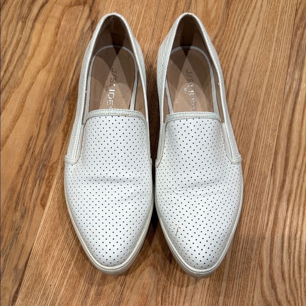 J slides White Perforated Slip-On Shoes